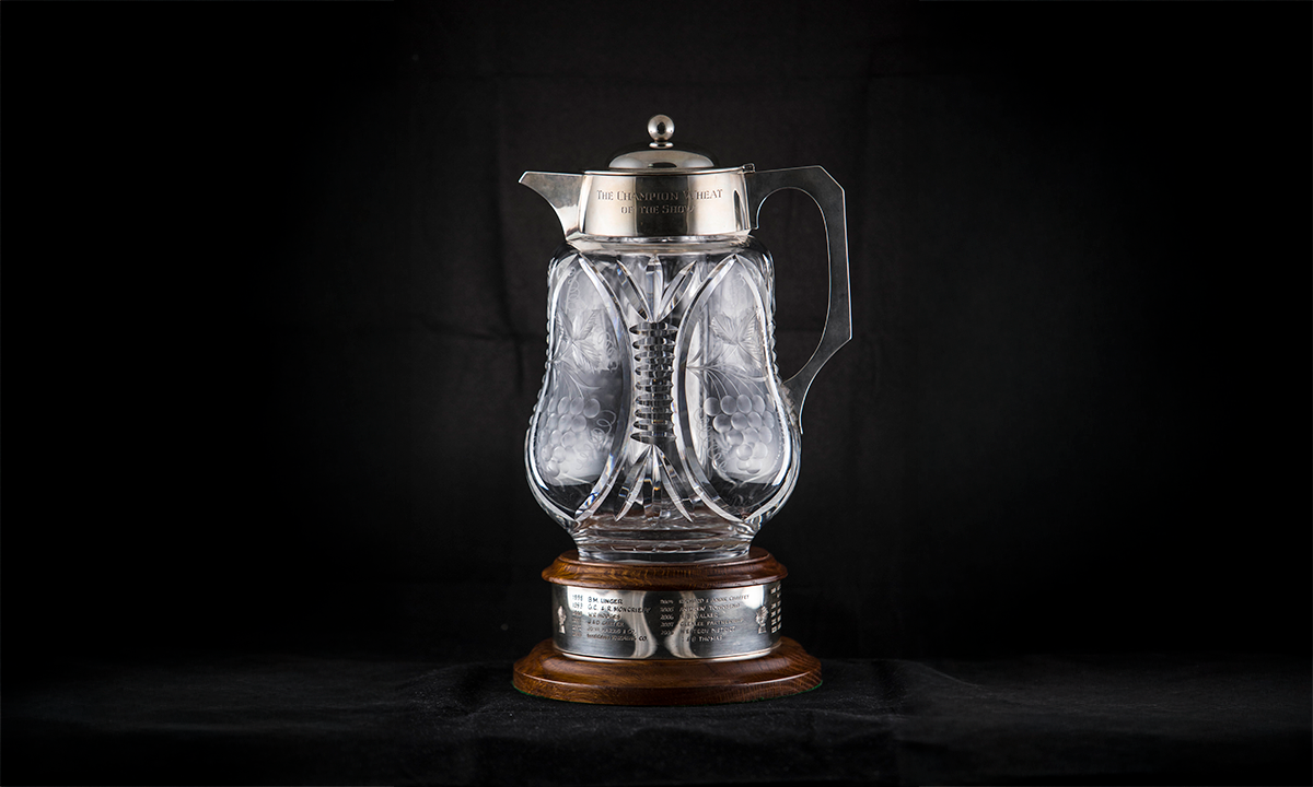 Awarded For: Awarded for the Champion Wheat of the Show  Donated By: Donated by the family and friends of the late Hugh Ross and first presented in 1998. Hugh Ross was a Councillor of the RAS and past Chairman of the Agriculture Section Committee.  name	year B M Unger	1998 GC & R Moncrieff	1999 W R Hodges	2000 J & D Carter	2001 John Harris & Co - Southern District	2002 Waerawi Farming Company - Southern District	2003 Richard and Anne Chaffey - Central District	2004 A Townsend, Goonumbla - Western District. Variety: Giles.	2005 RB Walker, Edgeroi - Central District. Variety: Sunvale	2006 Southern District - Glenlee Partnership (Variety: Sunstate)	2007 I & B Thomas - Western District (Variety: Ventura)	2008 W, J & I Eastaway - Western District (Variety: Ventura)	2009 CK & MJ Goesch - Southern District (Variety: Lincoln)	2010 O'Brien Partnership - Western District (Variety: Sunvex)	2011 Merwood Farming - Northern District (Variety: Spitfire)	2012 Morella P/S - South East Qld District (Variety: Spitfire)	2013 Morella P/S - South East Qld District (Variety: Spitfire)	2014 Morella P/S - South East Qld District (Variety: Spitfire)	2015 Lyal Farming - South East Qld District (Variety: Spitfire 212)	2016 Lyal Farming - South East Qld District (Variety: Spitfire 206)	2017 H McMicking - South East Qld District (Variety: Spitfire 209)	2018 KC & MC Heinrich - Southern District (Variety: Spitfire 204)	2019 No Competition - Show Cancelled	2020 No Competition	2021 KC & MC Heinrich - Southern District (Variety: Spitfire 205)	2022 T Coulton - South East Qld District (Variety: Spitfire)	2023 Jock Tudgey - Central District (Variety: Impala)	2024