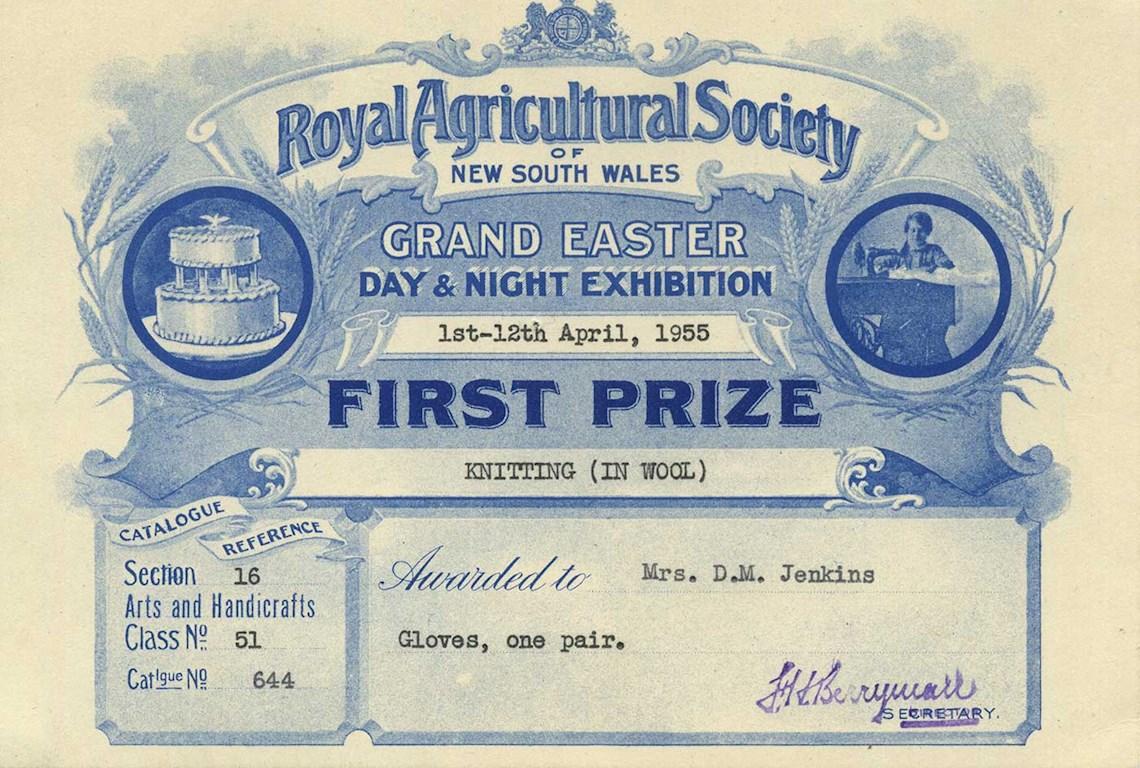 1955 Certificate - Knitting